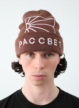 BIG LOGO BEANIE KNIT BROWN