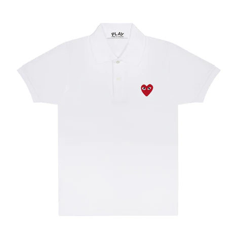 Small Red Heart Polo - White