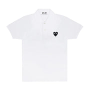 Small Black Heart Polo - White