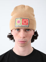 PATCH BEANIE KNIT BROWN