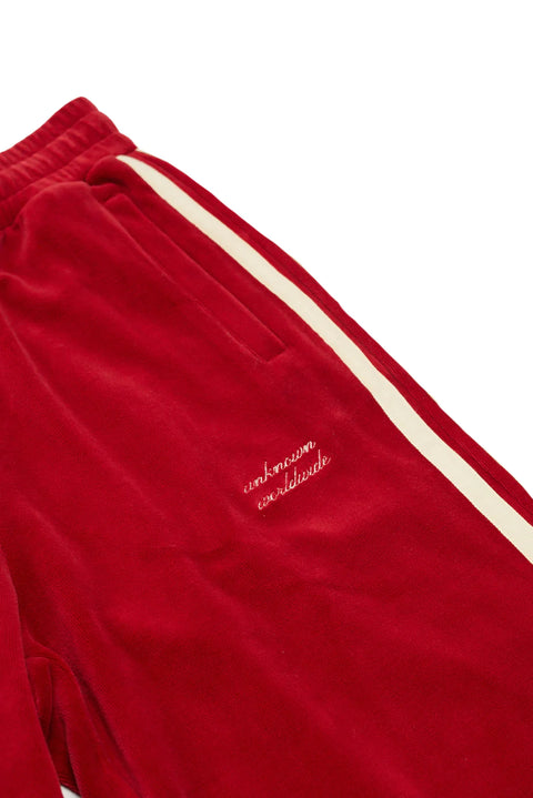 Velour Track Pants Red