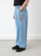 VARSITY STRAIGHT DENIM TROUSERS WOVEN